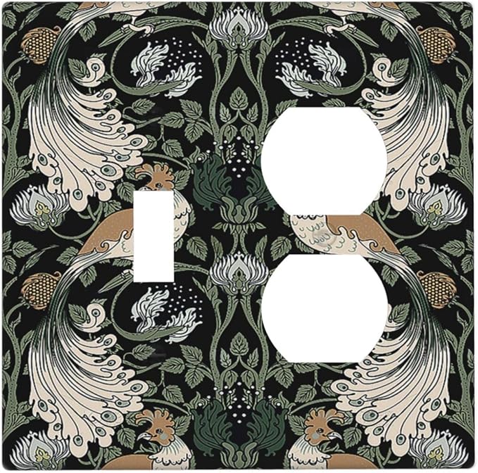 Wallplates William Morris Vintage Floral Plants And Birds 1 Toggle 1 Duplex Switch Plate Electrical GFCI Faceplate Decorative Light Switch Covers for Bedroom Home Decor