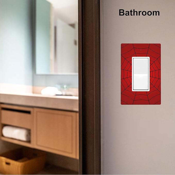 Red Spider Web 1-Gang Rocker Wall Plate, Hero Theme Cartoon Switch Plate for Boys Bedroom, Game Room & Man Cave