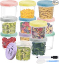Yomarket 12pcs 16 oz Plastic Deli Containers with Screw Lids, Small Freezer Container Reusable 2 Cup Food Storage Container with Pen & Brush for Snack Salad Fruit, Microwave & Dishwasher Safe BPA Free