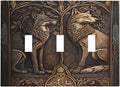 Medieval Wolves Animal Vintage Print Decorative Switch Plates 3 Gang Wall Plate Triple Toggle Light Switch Cover Faceplate Electrical Wall Panels for Farmhouse Home Decor