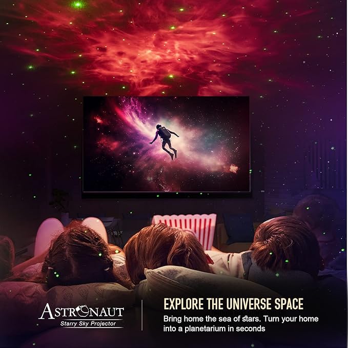 Galaxy Projector for Gaming Room Decor - Black Astronaut Star Projector, Cool Stuff for Men's Bedroom Accessories, LED Nebula Light with Remote, for Teen Boys & Gamers