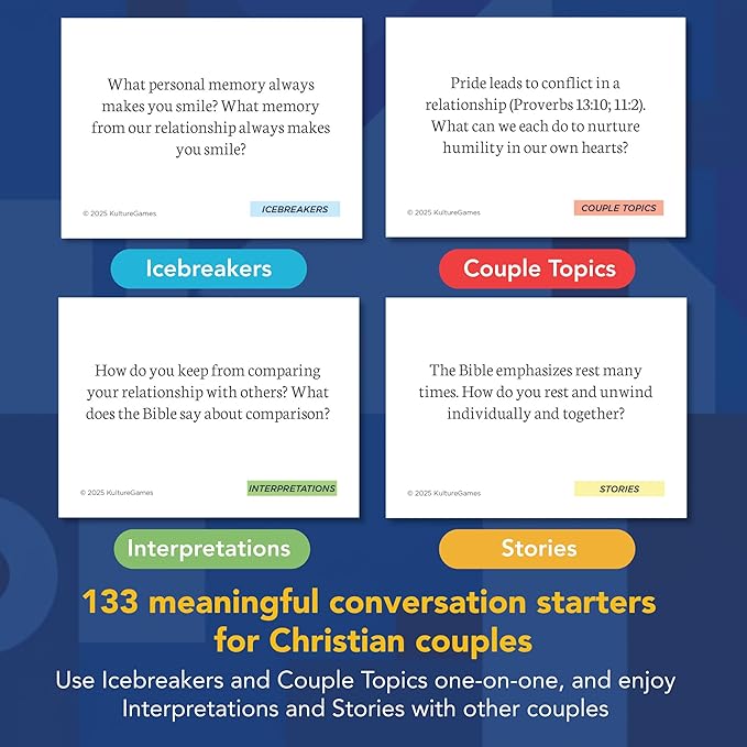 Kulture Games Christian Couples Gift Set - 133 Faith-Based Conversation Cards with 2 Gratitude Notebooks + Date Night Adventures - Couples Game for Adults, Wedding Set