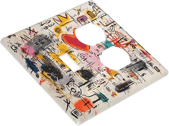 Colorful Graffiti Street Art Banksy Prints Wallplates 1 Toggle 1 Duplex Switch Plate Electrical GFCI Faceplate Decorative Light Switch Covers for Kids Room Office Decor