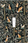 Decorative Light Switch Cover Fairy Forest Animals Fox Squirrel Flower 1 Gang Single Toggle Device Electrical Faceplate Switchplates Decorator Outlet Wall Plate For Bed Room Farmhouse