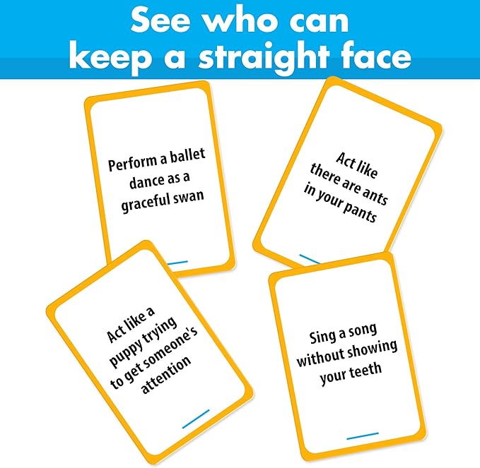 BRAVEBUG You Laugh You Lose Game - Funny Charades Kids Games - Board Games for Kids & Teens - Try Not to Laugh Challenge - Sleepover Party Supplies for Girls, Birthday Game for Family, Kids & Girls