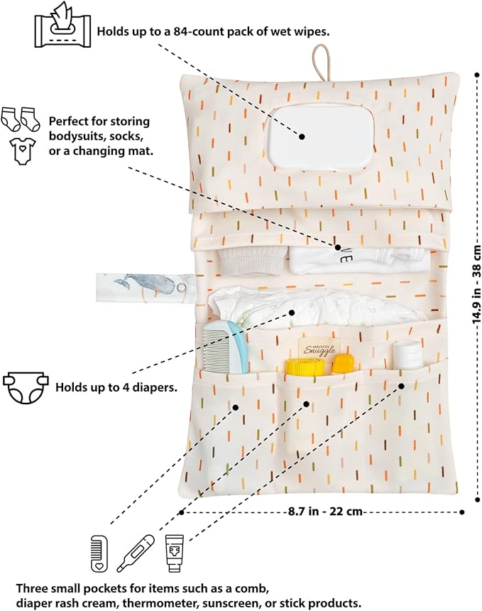 Baby Diaper Bag Organizer, Portable Baby Essentials Storage Pouch for Parents and Caregivers, Organizer Insert for Stroller and Handbag, Machine Washable (Whale)