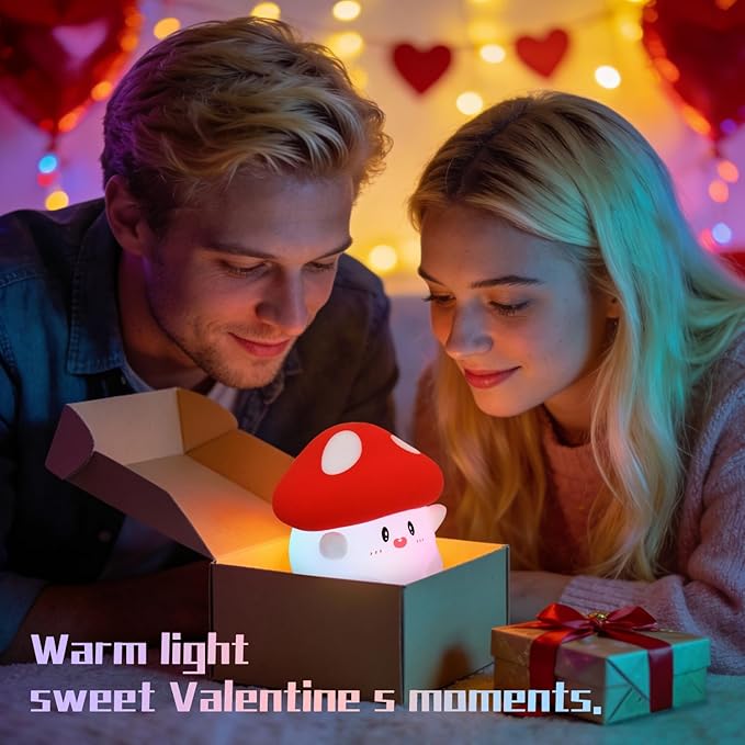 Rytinazzz Mushroom Night Light, Color Changing & 50-Hour Battery, Squishy Lamp with Pat Control for Kids Room Decor, USB Rechargeable, Mothers Day Gifts