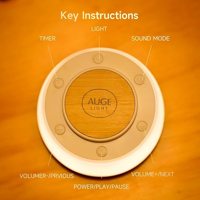 AUGE LIGHT White Noise Sound Machine, Sound Machine for Sleep Kids Adults, Baby White Noise Machine with 3 Timer Modes, Noise Machine for Baby Kids Adults, 30 Soothing Sounds 32 Volume Levels