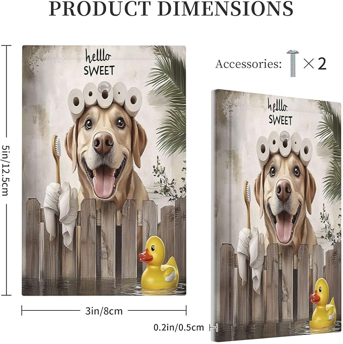 Funny Dog Rustic Farmhouse Wooden Fence Labrador Light Switch Cover Plate 1 Gang No Device Blank Electrical Wall Plates Faceplate Decorative Switch Plate For Kids Room Bathroom Decor