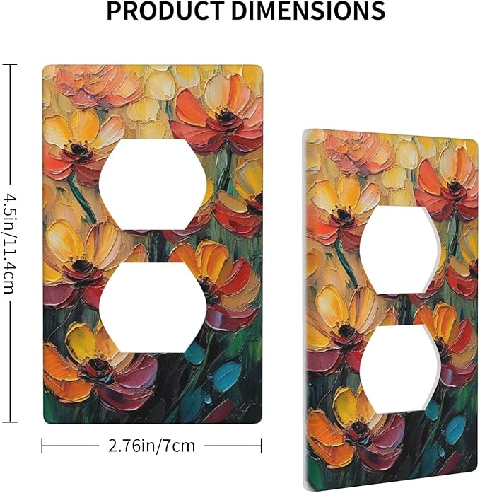 Decorative Art Light Switch Covers Color Flower Blaze 1 Gang Single Duplex Outlet Wall Plate Switchplate Electrical Faceplate for Home Decor