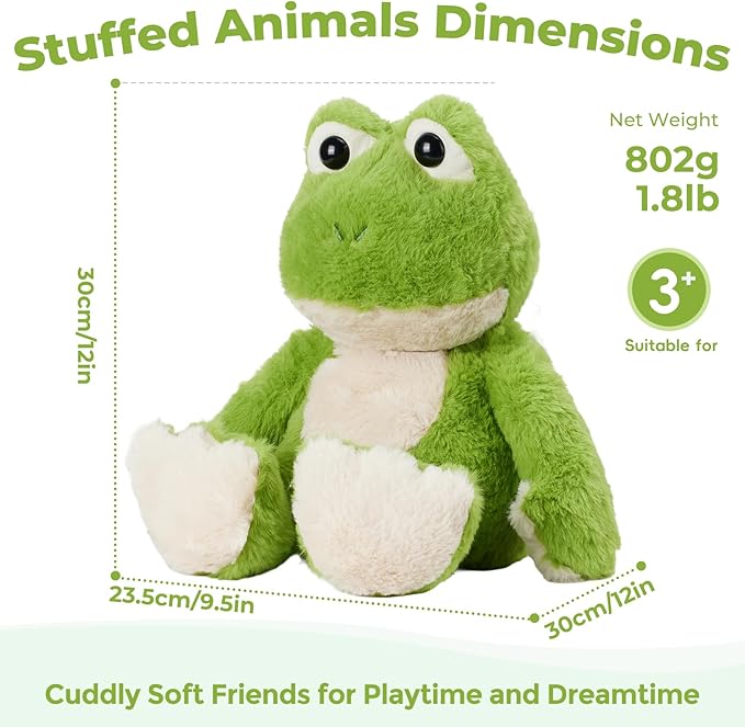 Microwavable Weighted Frog Plush,Heating Pad Stuffed Animals for Period Cramps, Heatable&Coolable Frog Stuffed Animal Toy with Lavender Scented for Pain Stress, Cozy Gifts for Kids Women