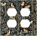Outlet Covers Fairy Forest Animals Fox Squirrel Flower 2 Gang Double Duplex Decorative Light Switch Covers Electrical Wallplates Socket Faceplate For Bed Room Farmhouse Decor