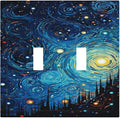 Decorative Switch Plate Covers Abstract Starry Night Style 2 Gang Double Toggle Light Switch Cover Plate Electrical Wall Plate Outlet Cover Outlet Light Switch Cover for Home living Room Decor