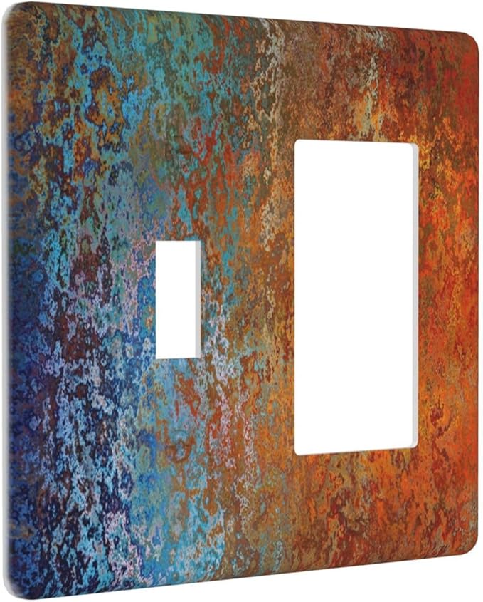 Decorative Outlet Covers Red Celestial Blue Rust Colorful Metal Rusty 2 Gang 1 Gang Wall Plate Cover Single Toggle Rocker Combination Light Switch Plate Covers Jumbo Switch Cover Plate