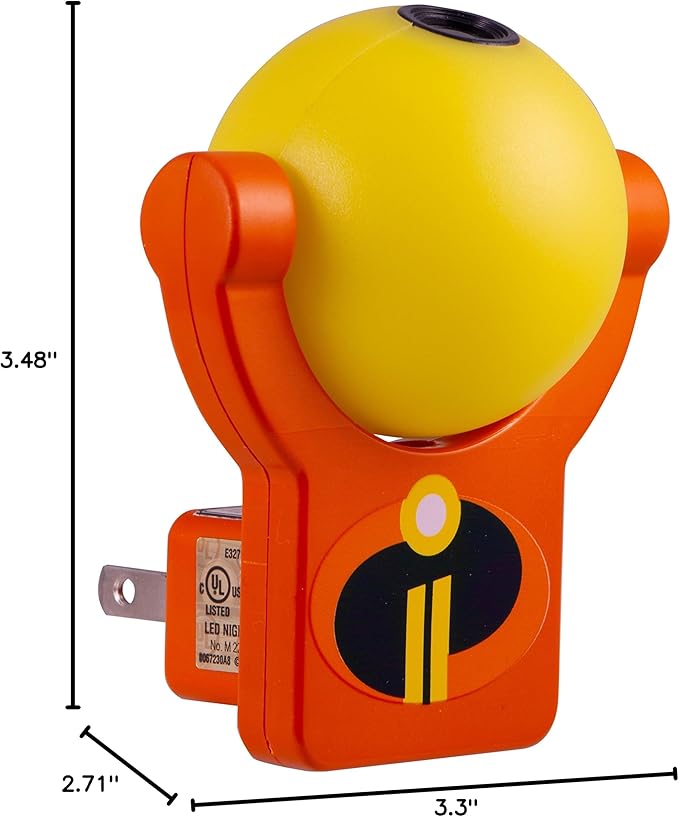 Projectables Incredibles 2 LED Night Light, Plug-in, Dusk-to-Dawn Sensor, Elastagirl, Violet, Dash, Jack-Jack, Project Image on Ceiling, Wall, or Floor, Ideal for Bedroom, Nursery, Bathroom, 41247