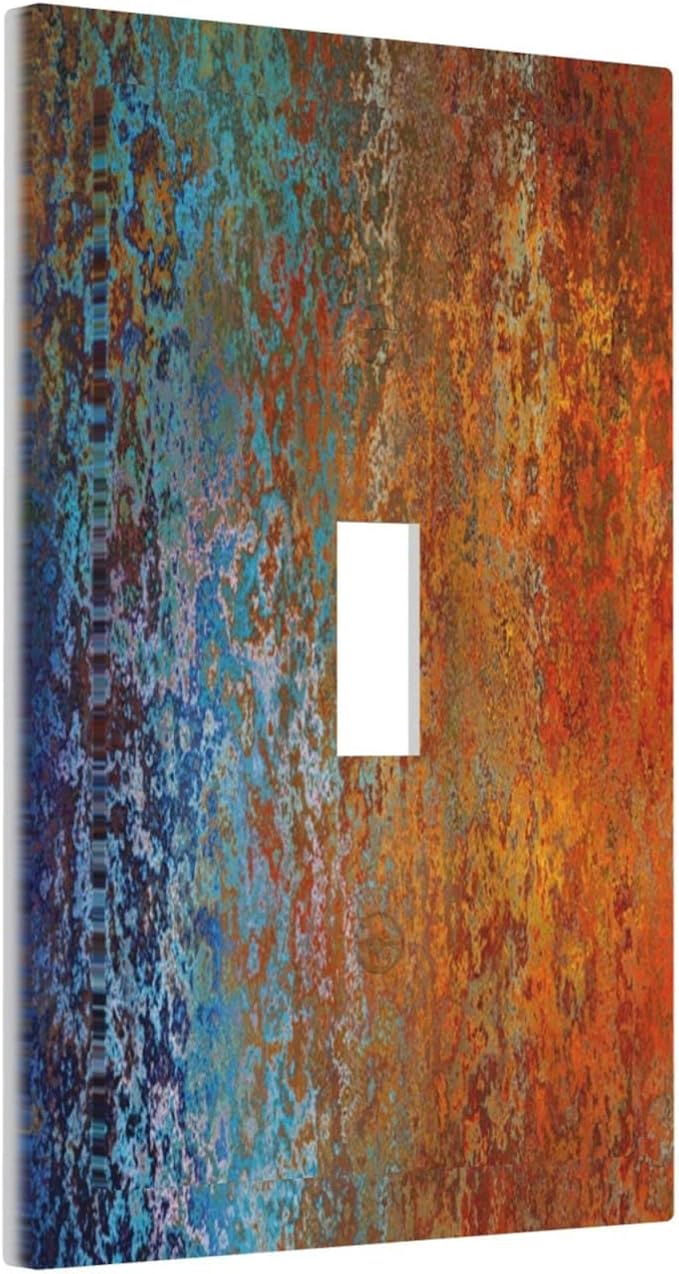 Red/Celestial Blue Rust Colorful Metal Rusty 1 Gang Light Switch Cover Single Toggle Wall Plates Switchplate Covers Decorative for Kitchen Living Room Accessories Decor