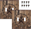 Outlet Covers Rustic Star Western Cowboy Wood 1 Gang Duplex Light Switch Cover Plate Decorative Wall Plates Electrical Switchplate Receptacle for Farmhouse Home Decor（2 Pack）