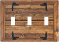 Faux Wood Decorative Printed Light Switch Cover Plates Decorative Triple Toggle Wall Plate, 3 Gang Lightswitch Cover