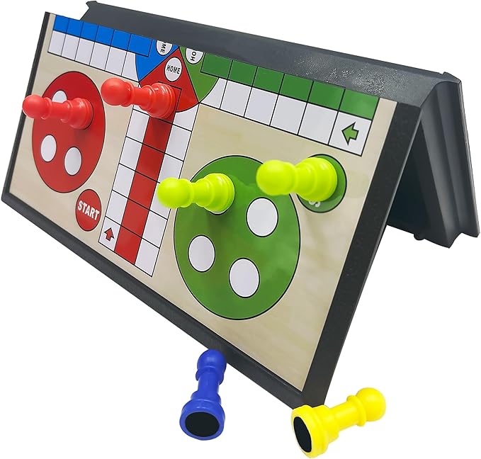 KIDAMI 7.64 Inches Magnetic Ludo & Snakes and Ladders Board Game Set for Kids and Adults