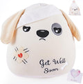 Get Well Soon Dog Plush - Dog Stuffed Animals Apricot Plushie Toys with Injury Bandage, Kids' Pillow Cushion, Gifts for Patient Girls Boys，9 Inch