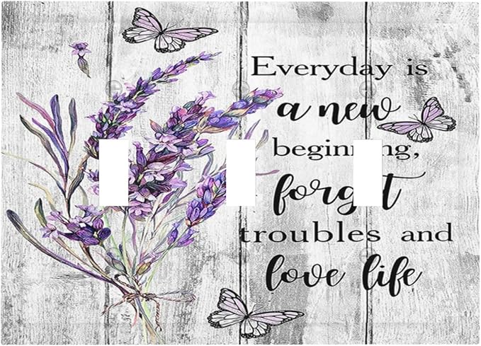 Light Switch Cover Purple Lavender Flower Butterfly on Wood Plank 3 Gang Wall Plate Triple Light Switch Plate Inspirational quotation Floral Toggle Decorative Outlet Covers Electrical Switchplate