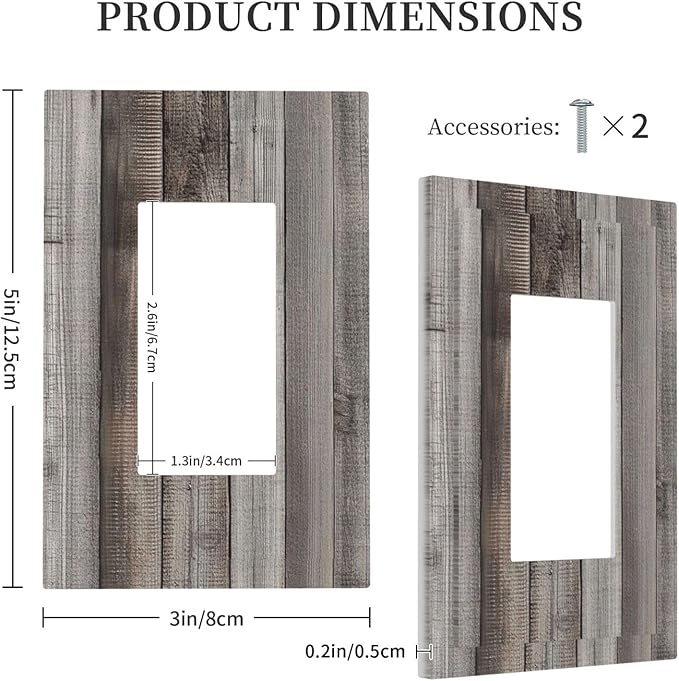 Decorative Outlet Covers Vintage Brown Gray Wood Texture 1 Gang Single Rocker Light Switch Cover Plate Wall Plates Gfci Faceplate For Farmhouse Cabin Decor