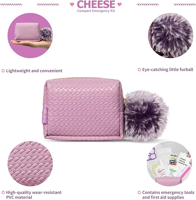 Kitgo Mini First Aid Emergency Clutch Kit -Mother Day Gift Compact Safety Pouch Party Bag with 27 Essential Items for Girl Lady Mother Wife Nurse for Girl Lady Mother Wife Nurse