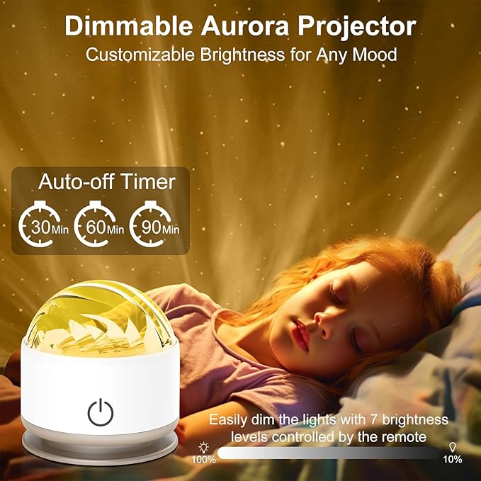 HUMIIEYE Northern Light Projector, Battery Operated Aurora Night Light with Timer Function, 13 Colors Galaxy Lamp Ripple Ceiling Projector Mood Ambient Lighting for Bedroom Adults Kids Room Girl Gift