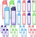 Ziliny 24 Pcs 17 oz Plastic Water Bottles Bulk Large Reusable Leak Proof Flip Top Sports Gym Water Bottles with Handle Strap for Kids and Adults for Summer School Travel