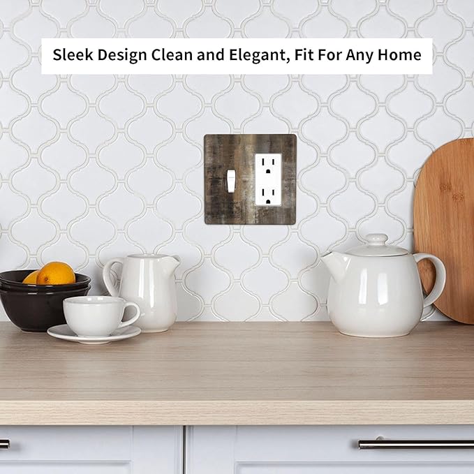 Outlet Covers Tan Brown Rustic Abstract Wood Vintage Wooden 2 Gang Combo Light Switch Cover Plate Toggle Rocker Wallplates Decorative Switch Plates and Outlet Covers for Farmhouse Home Decor