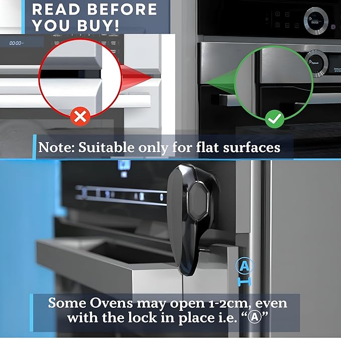 BABY PROOF ME Oven Lock Child Safety, 1 Pack, Oven Door Lock Child Safety, Oven Baby Proofing, Heat-Resistant, Durable & Easy to Install Oven Safety Locks for Toddlers, Baby Proof Oven (Black)