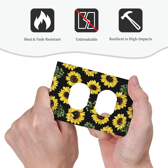 Outlet Covers Floral Sunflower Plants Flowers 1 Gang Duplex Light Switch Cover Decorative Switch Plates Electrical Receptacle Faceplate Wall Plate For Bed Room Farmhouse Decor
