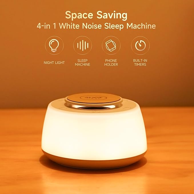 AUGE LIGHT White Noise Sound Machine, Sound Machine for Sleep Kids Adults, Baby White Noise Machine with 3 Timer Modes, Noise Machine for Baby Kids Adults, 30 Soothing Sounds 32 Volume Levels