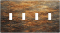 Decorative Light Switch Cover Plate Vintage Rust Pattern in Brown gold 4 Gang Wall Plates for Electrical Outlets Quad Toggle Switch Plate Covers Outlet Covers Faceplate for Home Decor