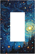 Decorative Outlet Covers Abstract Starry Night Style 1 Gang Single Rocker Light Switch Cover Plate GFCI Wall Plates Electrical Switch Plate Cover for Home living Room Decor