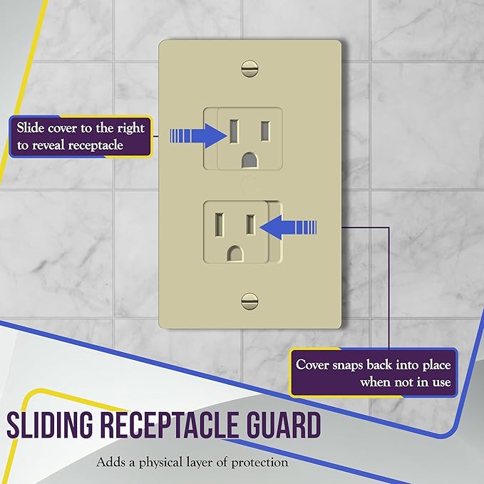 ENERLITES Child Proof Outlet Cover, Self-Closing, Fits Both Duplex and Decorator Outlet, Safety Design, Tamper-Resistant Socket Plug for Receptacle, Size 4.68" x 2.93", 8800-TR, Ivory