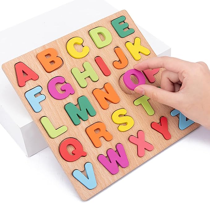 Wooden Puzzles for Toddlers, 3pack Alphabet Shape Puzzles for Kids 3 Wooden Montessori Toddler Alphabet Number Shape for Kids 3 Years Old Boys & Girls