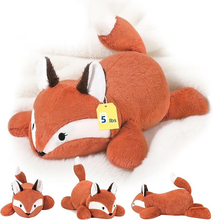 PEACH CAT 25.6 inch 5 lbs Fox Weighted Stuffed Animals Large Weighted Plush Soft Plushies Toys Body Pillow Gifts for Kids Adults