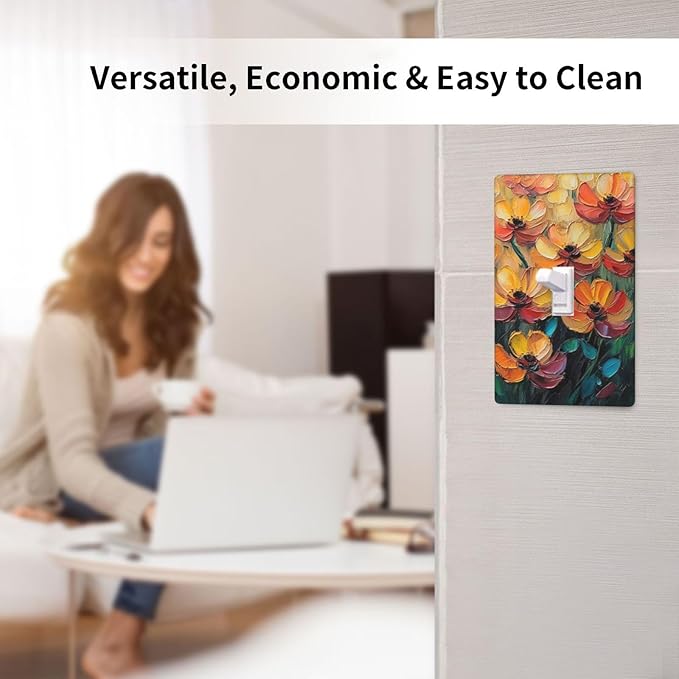 Decorative Art Light Switch Covers Color Flower Blaze Single Toggle Wall Plate Decorative Switchcover Electrical Switchplate for Home Decor
