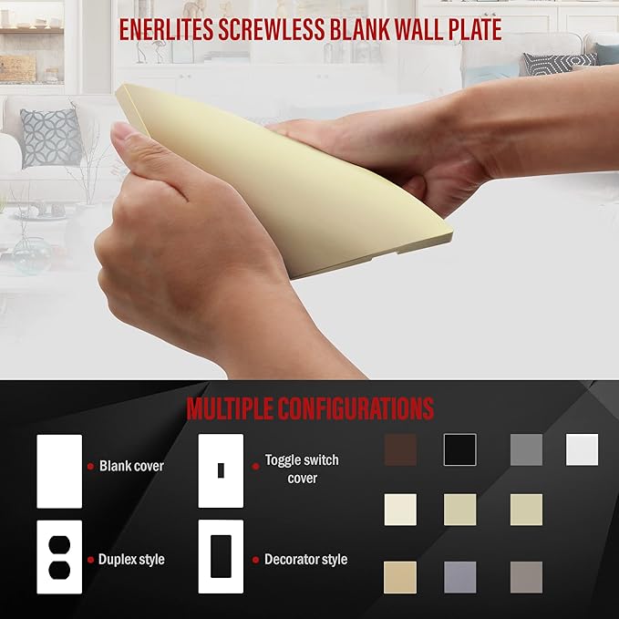 ENERLITES Screwless Double Blank Wall Plate, Child Safe Two Gang Blank Device Outlet Cover, Standard Size, 2-Gang 4.68" x 4.73", Polycarbonate Thermoplastic, UL Listed, SI8802-GD, Gold
