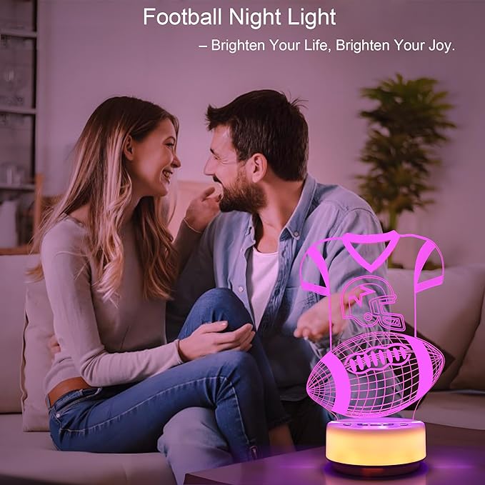 Football Gifts Night Light for Kids-Sports Footballs Decor Bedside Lamp for Football Fan, 14 Color with Remote Control/Buttons + Timer + Dim Function, Birthday Holiday Gift for Boys & Girls