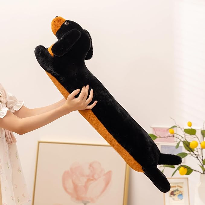 BABOLI Cuddly Dachshund Stuffed Animals Extremely Soft Plush Wiener Dog Pillow Super Cute Doxie Plushie Versatile Gifts for Birthday or Room Decor 35 Inches (L)