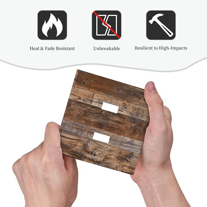 Vintage Board Rustic Brown Wood Texture Decorative Switch Plates 2 Gang Double Toggle Outlet Light Switch Cover Wall Plate Electrical Faceplate for Farmhouse Home Decor