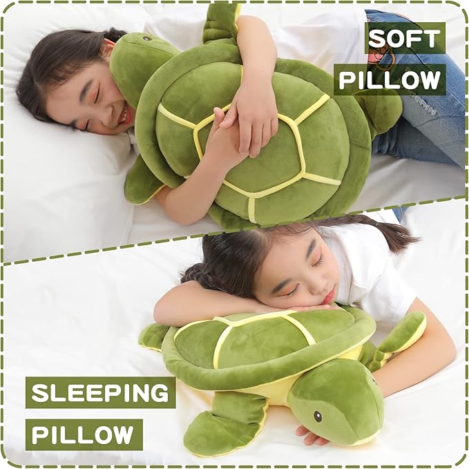 Dalmao 20 Inch Green Sea Turtle Stuffed Animals Soft Plush Toys Body Pillows Ocean Turtle Plushies, Gifts for Boys, Girls, Girlfriend, Birthday, Halloween, Christmas