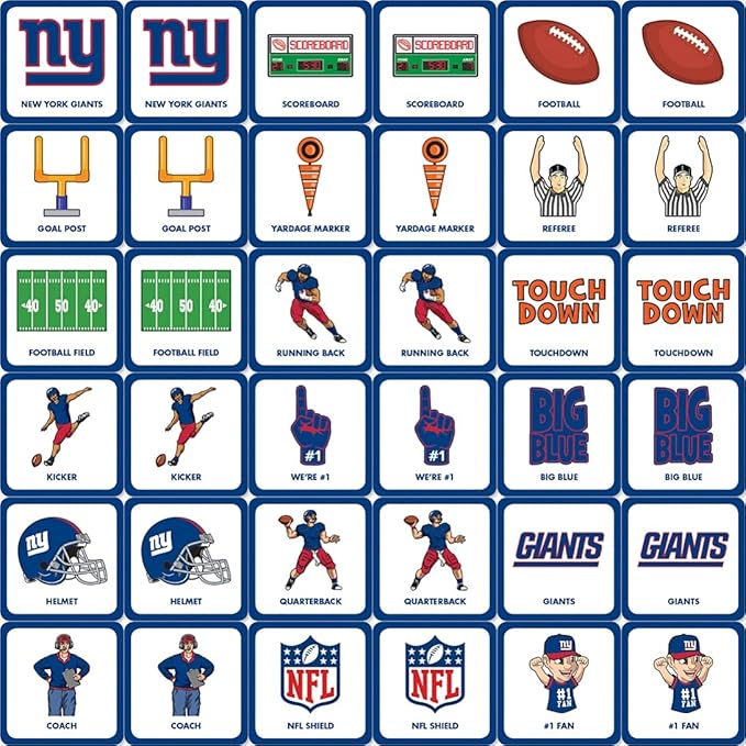 MasterPieces Officially Licensed NFL New York Giants Picture Matching Card Game for Kids and Families