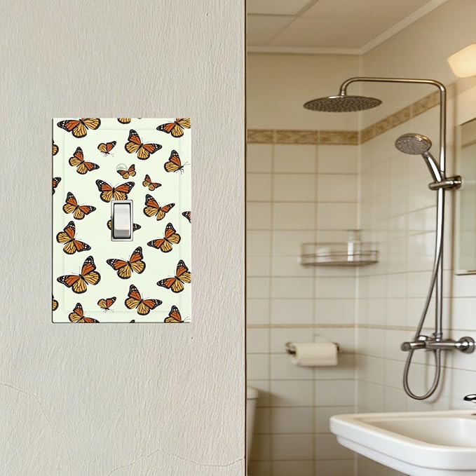 Monarch Butterfly 1-Gang Toggle Light Switch Plate, Butterfly Migration Vibrant Orange Whimsical Garden Decorative Wall Plate for Girls Room