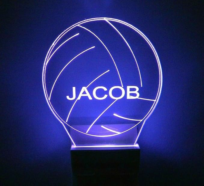 Night Light Multi Color Personalized LED Plug-in, Ultra-Slim Touch Night Light with Smart Dusk to Dawn Sensor, Kids Children's Bedroom, Kitchen, Bathroom, Hallway, Play Room Variations (Volleyball)