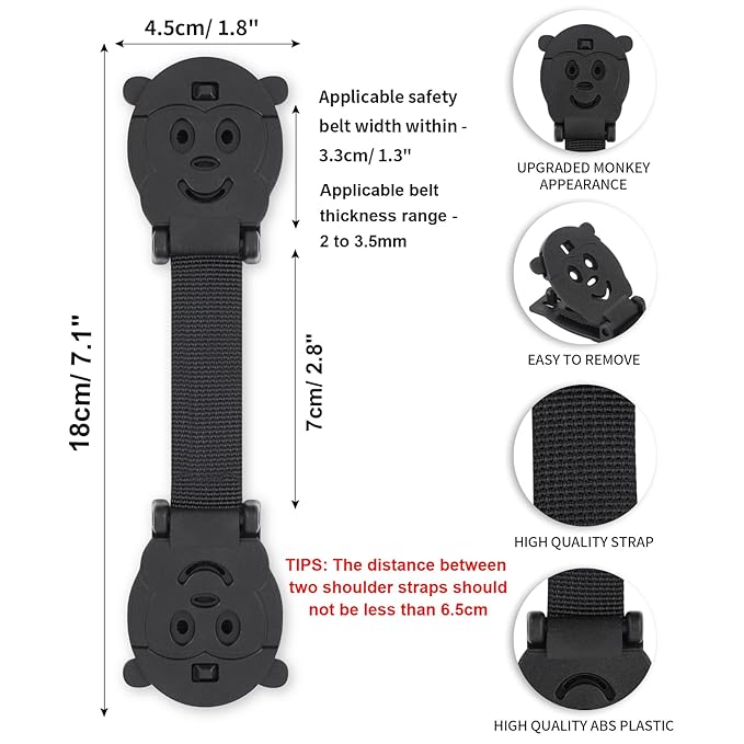 Anti Escape Buckle Lock Clip Baby(Under 1.5 Years Old) Harness Chest Clip, Baby Safety Strap Prevent Child Taking Their Arms Out of High Chairs/Strollers/Baby Reins(2 Pack)