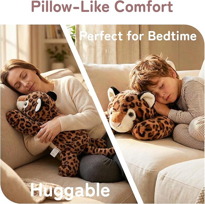 Niuniu Daddy Leopard Weighted Stuffed Animals for Kids & Adults, 24" | 5lb Large Weighted Plushies Pillow for Sleeping and Calming, Cute Lying Toy Huggable Gift for Everyday Comfort