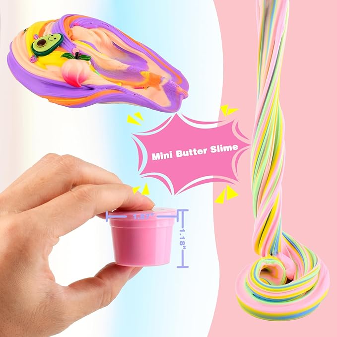 WUHUANIU 20 Packs Multicolor Butter Slime Kit, Super Stretchy & Non-Sticky, Slime Party Favors for Kids & Adults, Goodie Bag Stuffers
